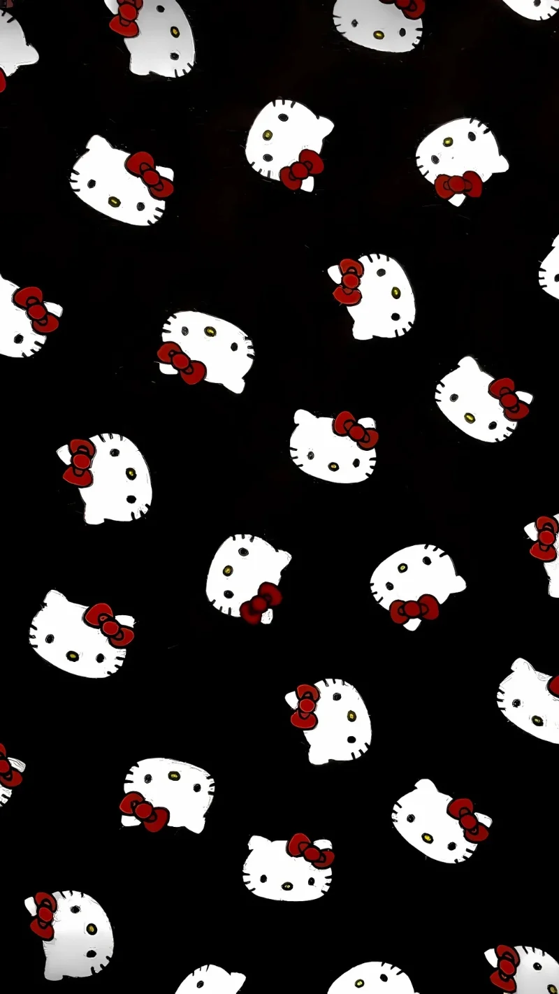 Hình nền Hello Kitty hồng đen