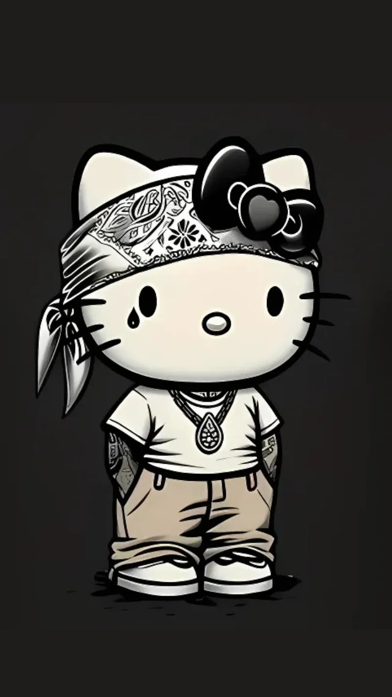 Hình nền Hello Kitty đen