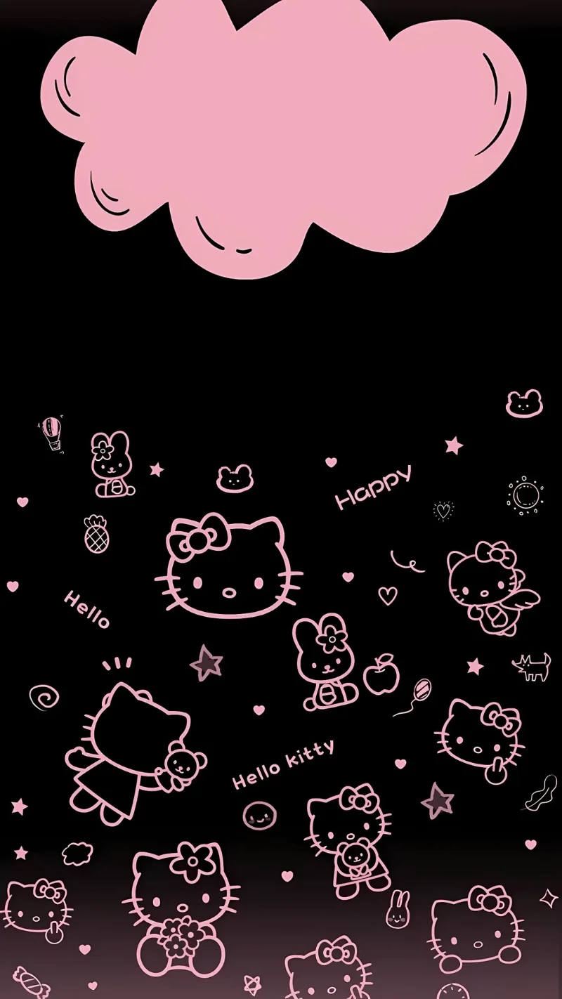 Hình nền Hello Kitty hồng đen (2)