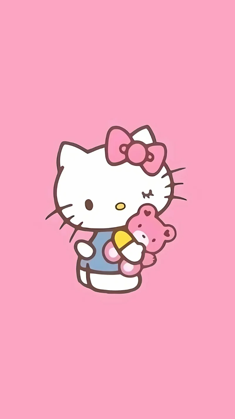 Hình nền điện thoại Hello Kitty màu hồng