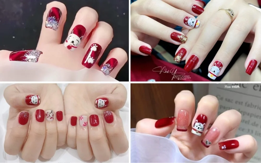 101+ Mẫu nail Tết 2026 bắt trend, hợp phong thủy (4)