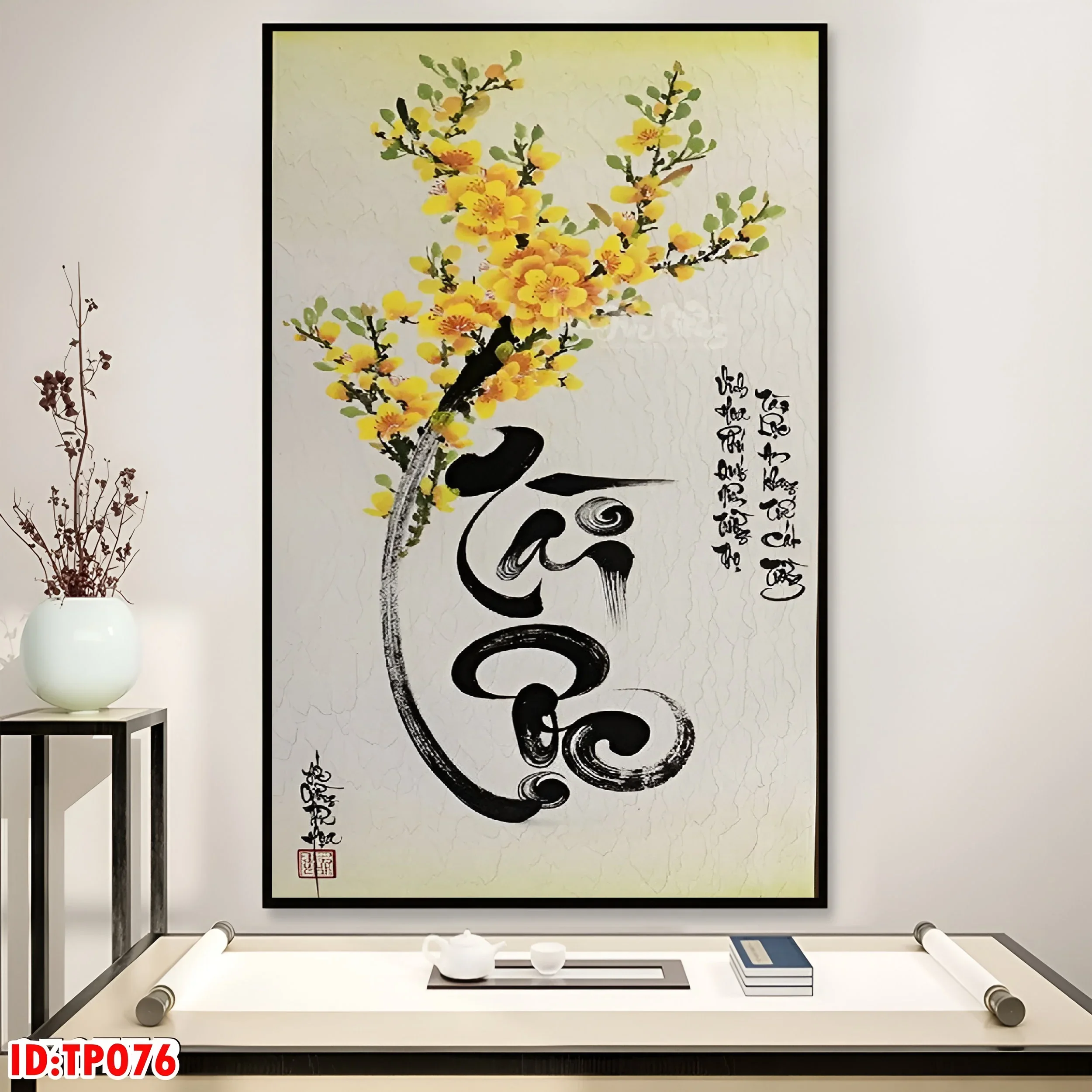 File In Ấn Về Tranh Thư Pháp Chữ Tài Lộc - Thiết kế thi công trọn gói - Oha Decor