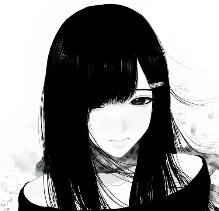 Avatar đen trắng cô gái tóc đen dài