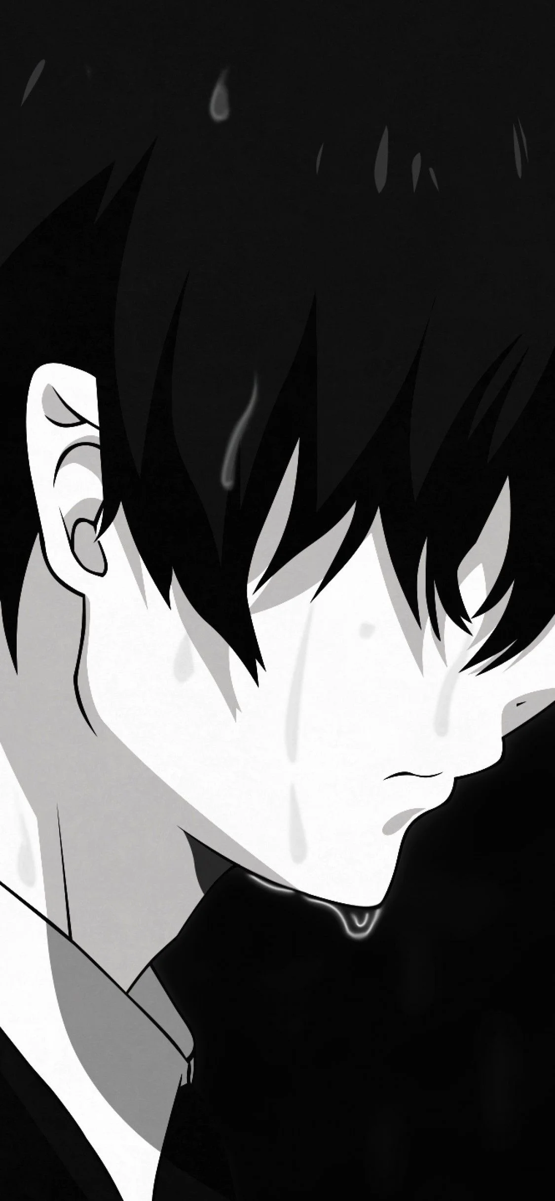 Avatar đen trắng nam anime trầm ngâm