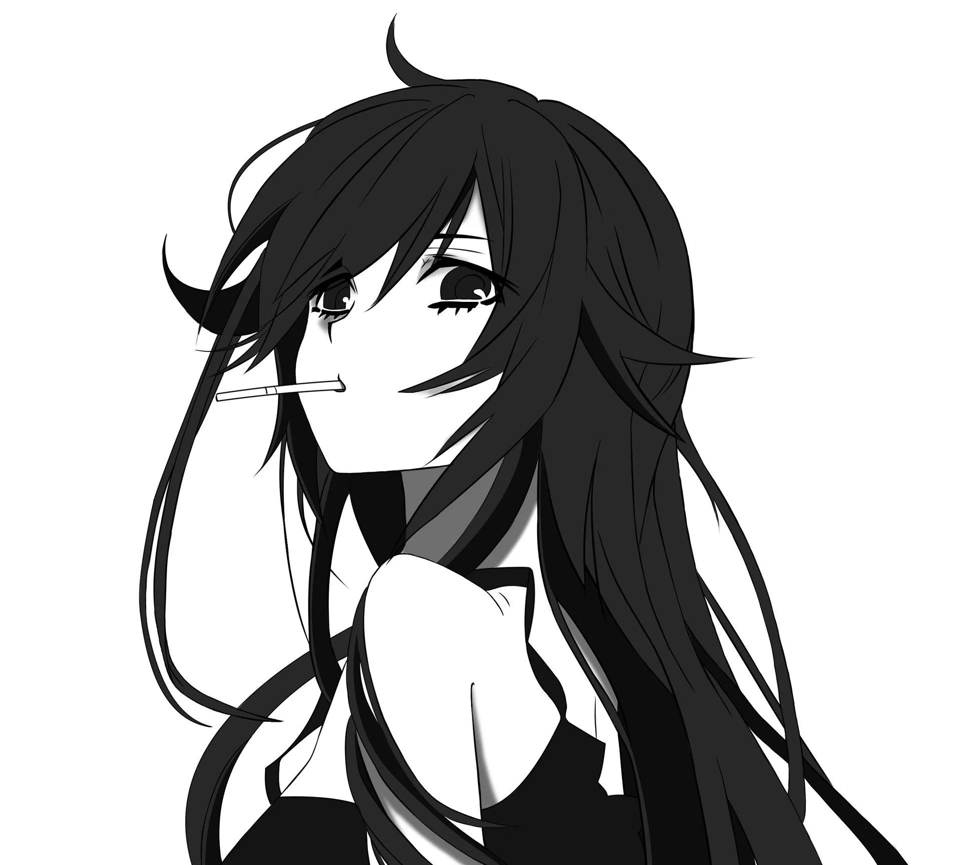 avatar đen trắng cô gái anime ngầu