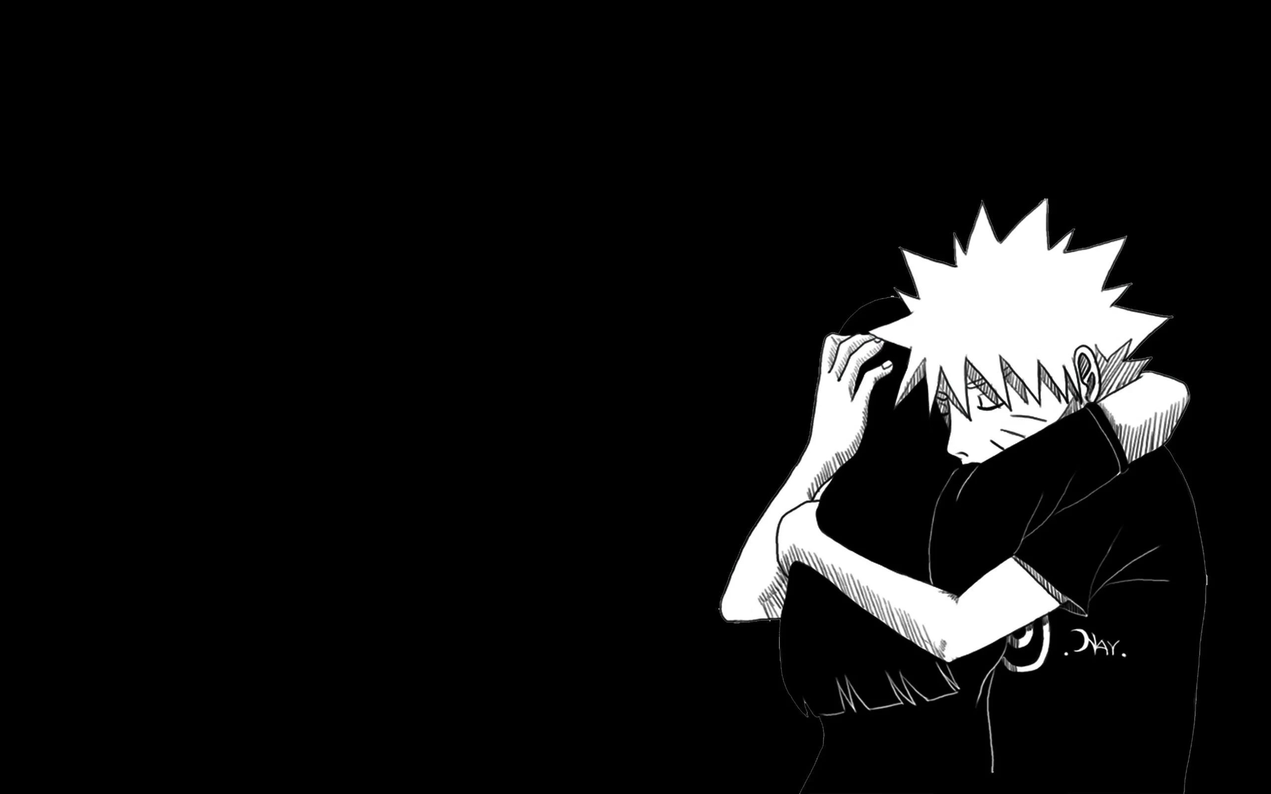 Avatar đen trắng anime nam tóc nhọn trầm tư