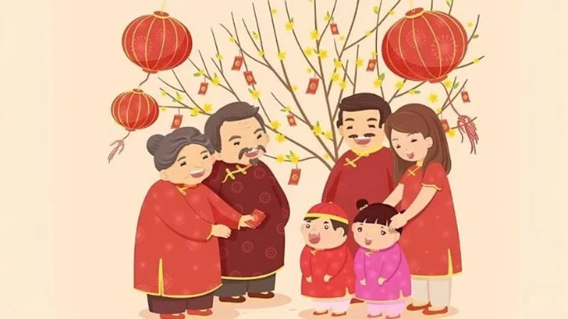 Gia đình mặc áo dài đón Tết Nguyên Đán