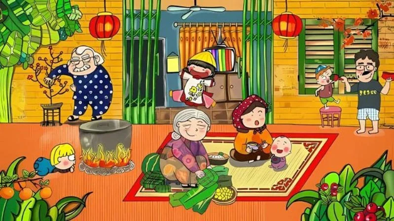 Khung cảnh sinh hoạt gia đình ngày Tết Nguyên Đán