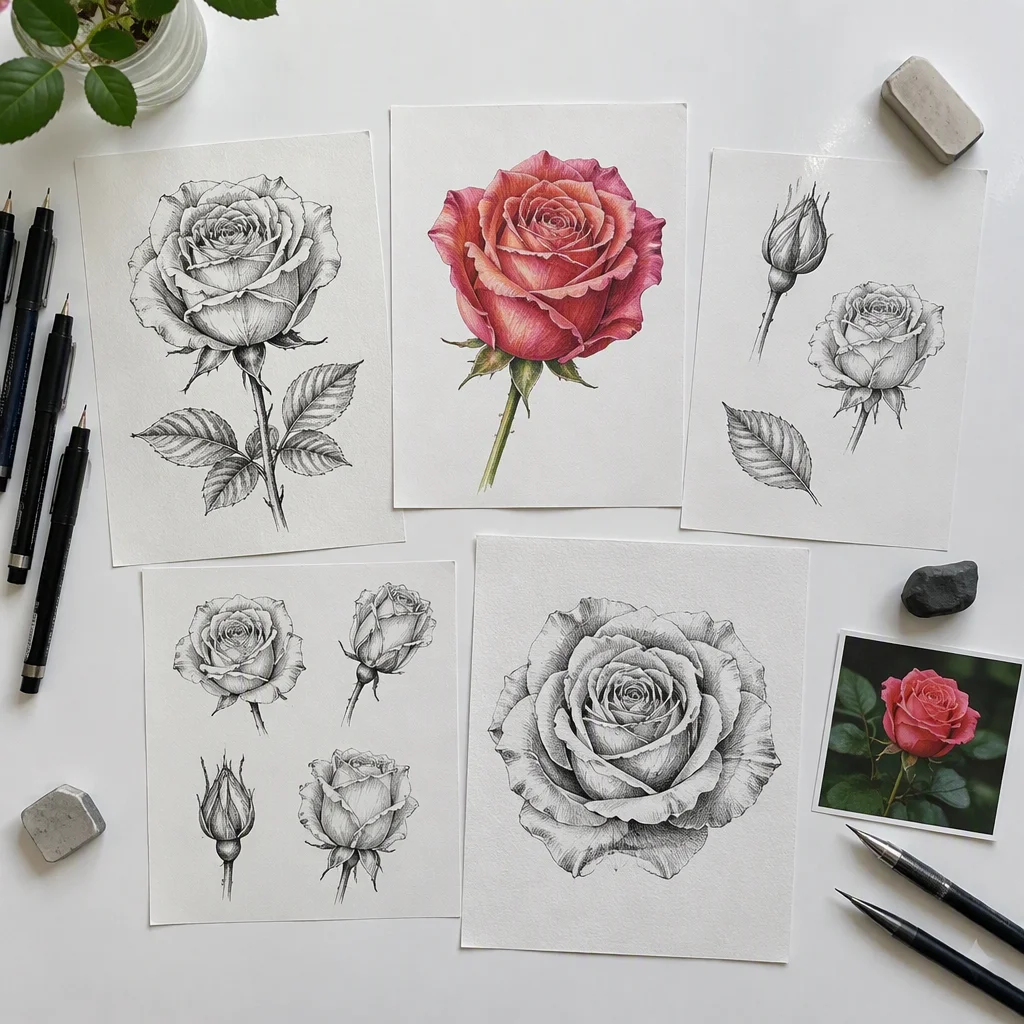 Mẫu vẽ hoa hồng thứ 15