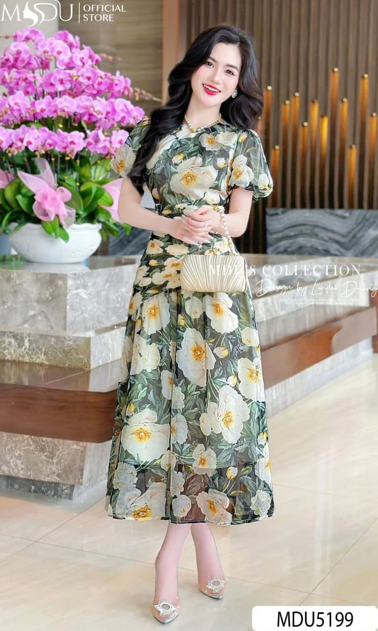 Đầm Hoa Nhí Dáng Dài Suông