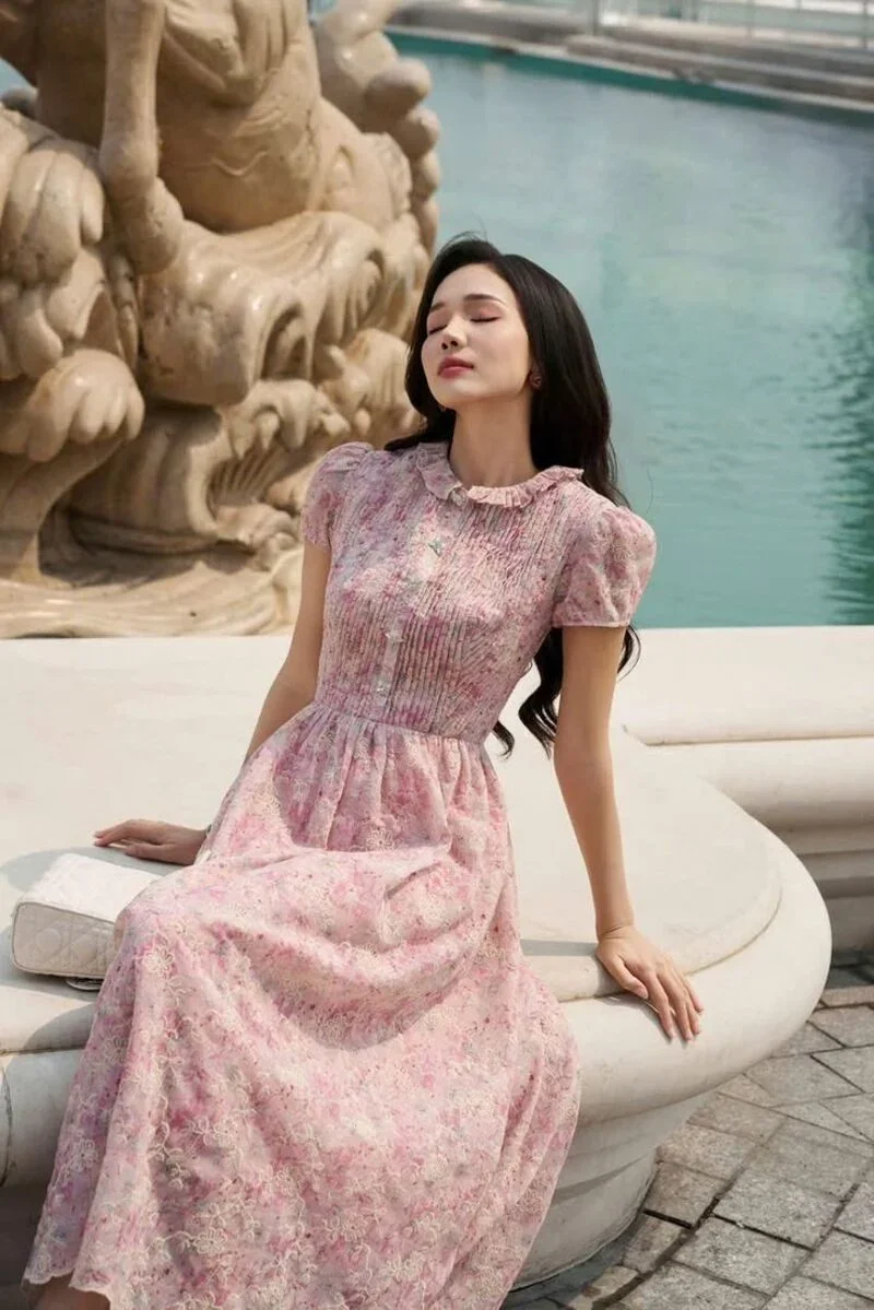 mẫu váy hoa nhí dáng dài hot nhất (2)