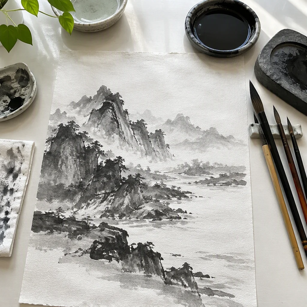 tranh thủy mặc, mẫu 19