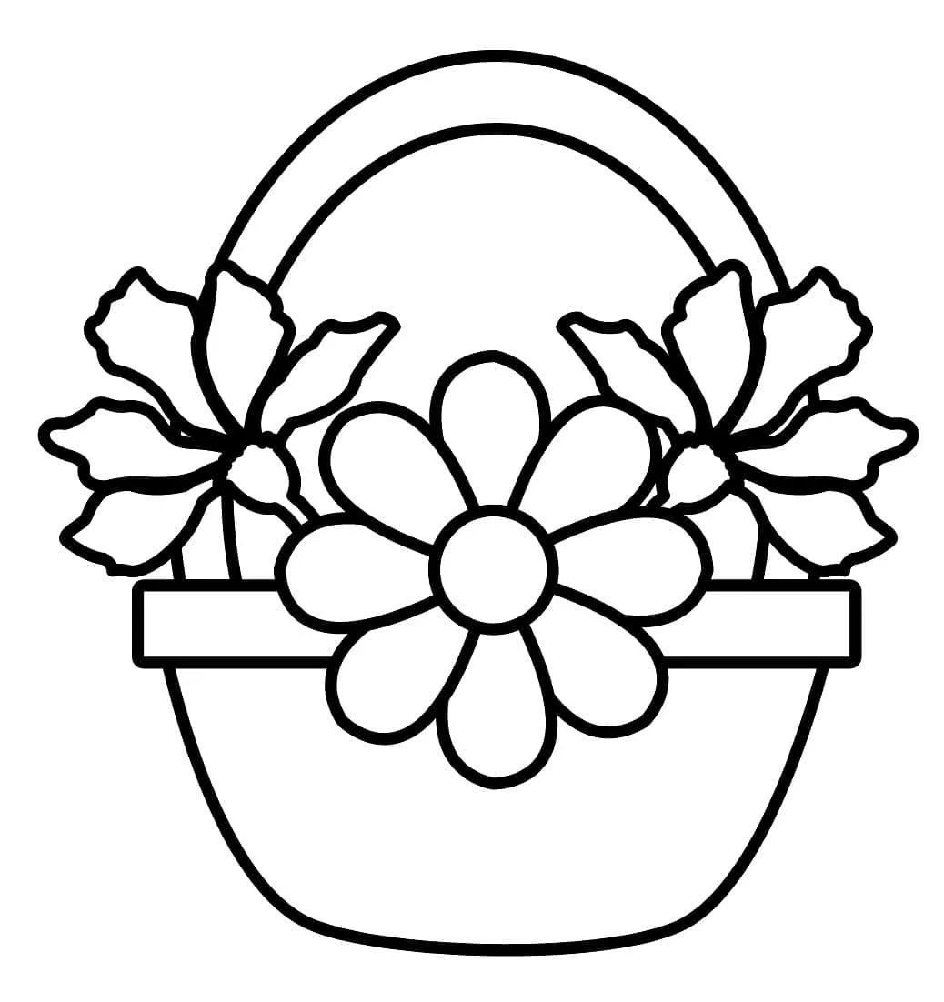 Tranh tô màu giỏ hoa xinh xắn