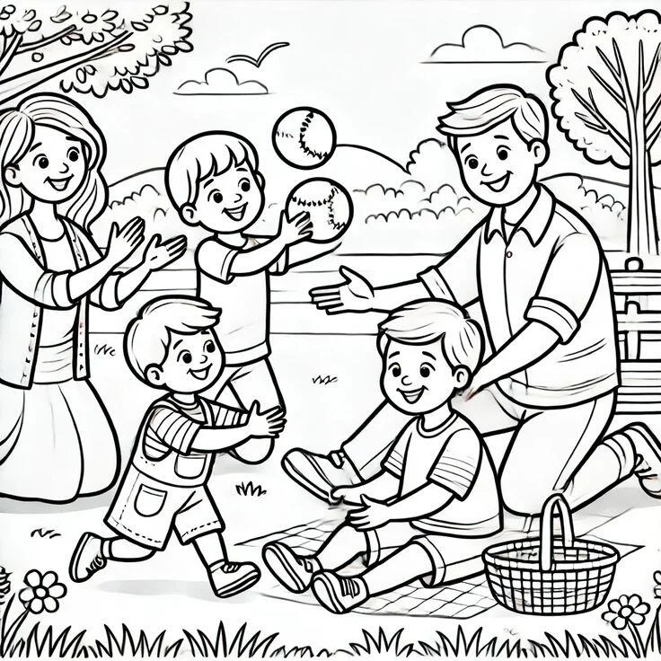 20 bức tranh tô màu gia đình, dạy bé biết yêu thương, gắn kết tình cảm - 9