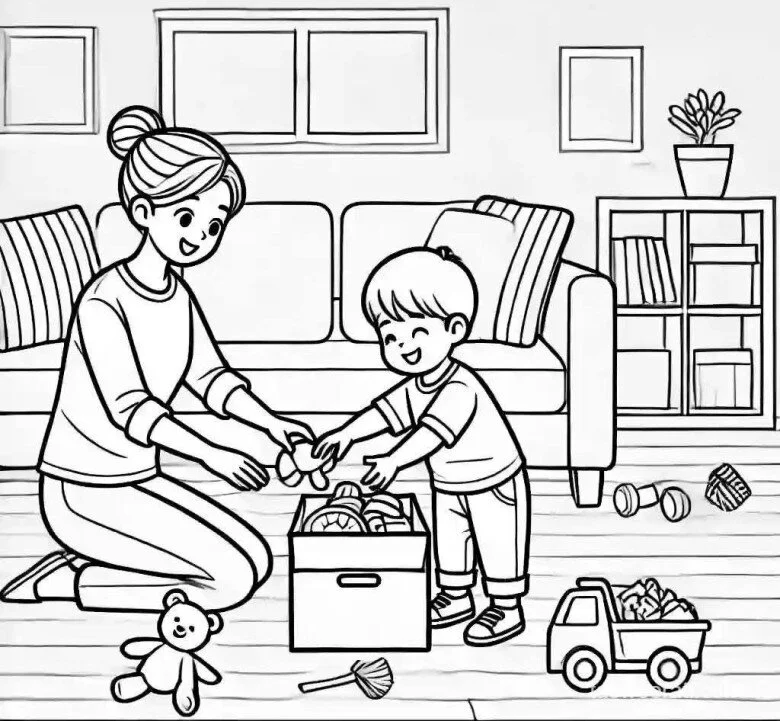20 bức tranh tô màu gia đình, dạy bé biết yêu thương, gắn kết tình cảm - 15