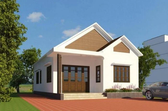 Mẫu nhà cấp 4 đơn giản ở nông thôn với bức tường màu trắng nhẹ nhàng. Thiết kế nhiều cửa sổ tăng cường ánh sáng tự nhiên vào trong. Ảnh: Kientrucroman