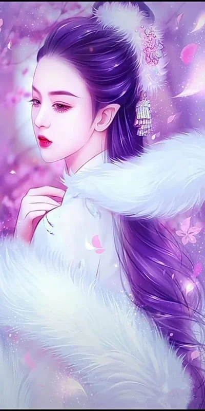 Hình ảnh nghệ thuật cô gái khoác lên mình bộ lông thú tuyệt đẹp làm hình nền điện thoại