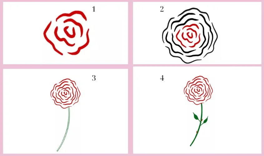 Cách vẽ hoa hồng đơn giản, đẹp, dễ vẽ từng bước hướng dẫn chi tiết (2)