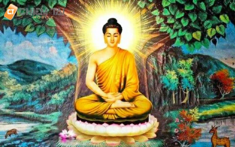 Hình nền phật đẹp, sắc nét với đức phật ngồi thiền dưới gốc cây bồ đề