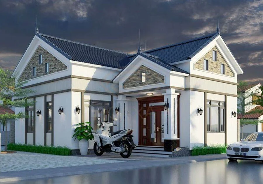 Mẫu xây nhà 500 triệu ở nông thôn đẹp với mặt tiền rộng lớn