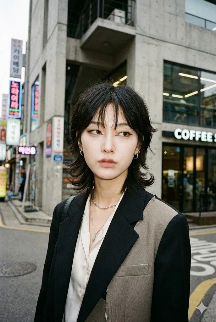 Tóc Mullet Layer uốn cụp